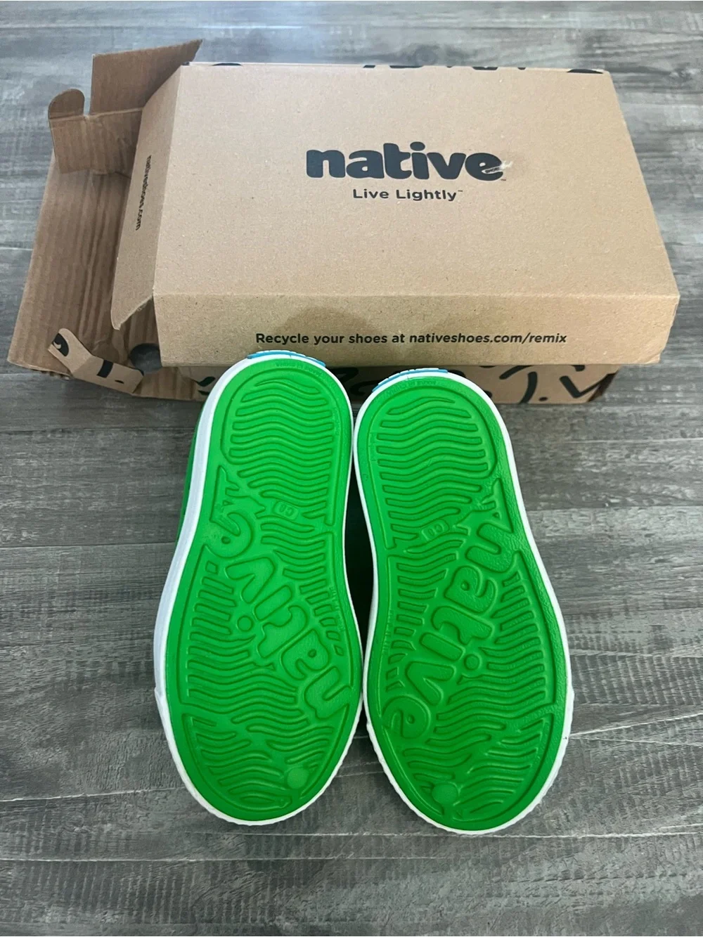 Native Kids Jefferson Slip-On Water Shoes in Bright Green and White